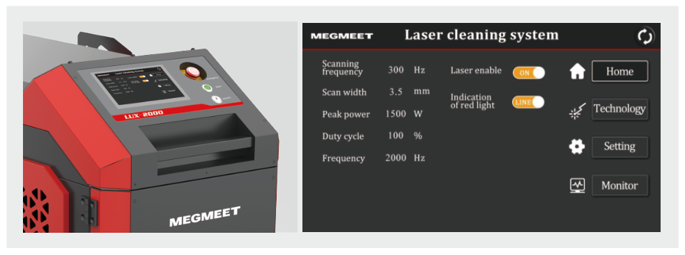 LUX series laser cleaning welding machine 7-inch Large LCD Panel